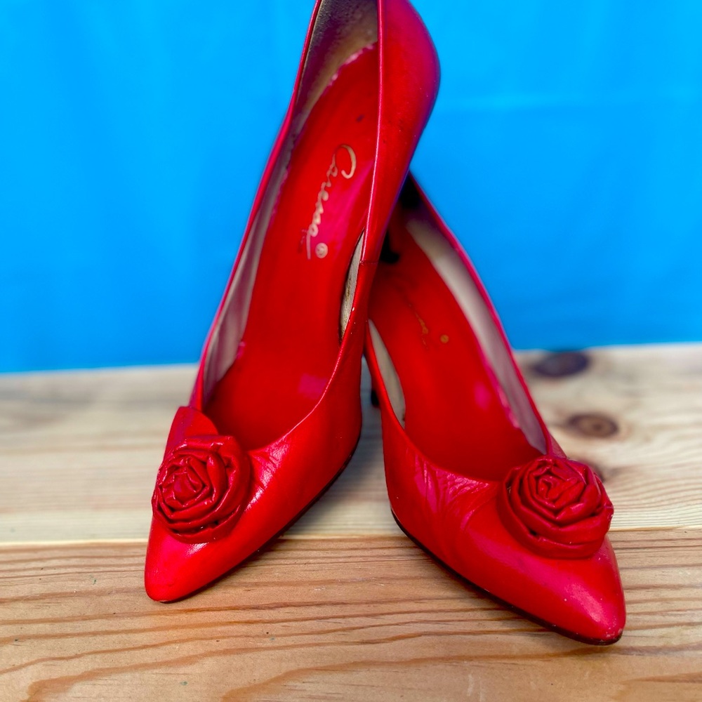 Vintage genuine leather heels red size 7